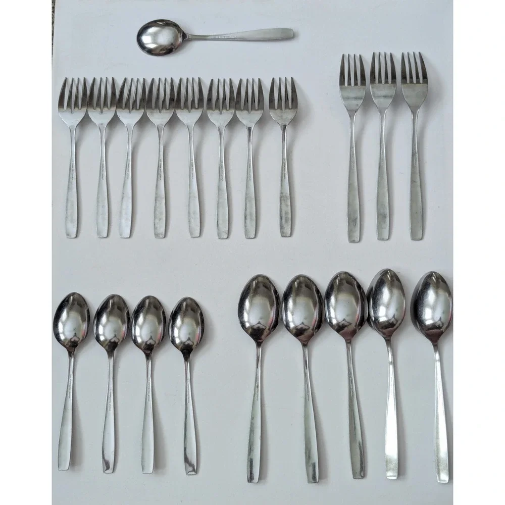 Vtg MCM Stainless Imperial Scroll Cadiz Japan Flatware Spoons Forks (Lot of 21)